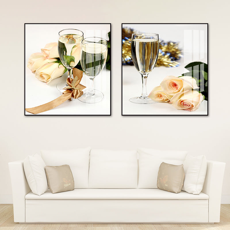Brehn | Foto Getränke Wandkunst Set Helle Farbe Zeitgenössischer Leinwanddruck für das Esszimmer