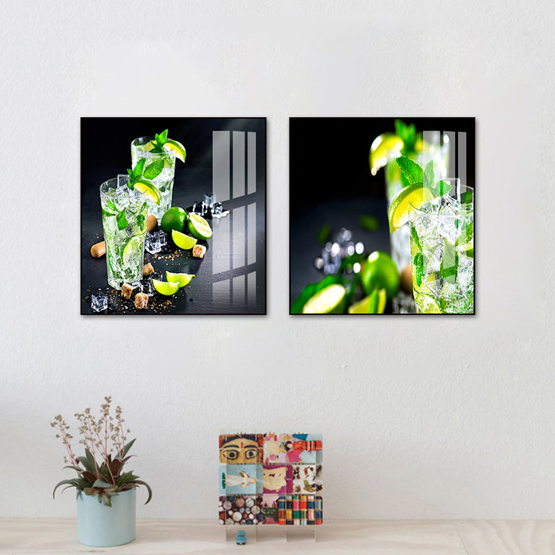 Brehn | Foto Getränke Wandkunst Set Helle Farbe Zeitgenössischer Leinwanddruck für das Esszimmer