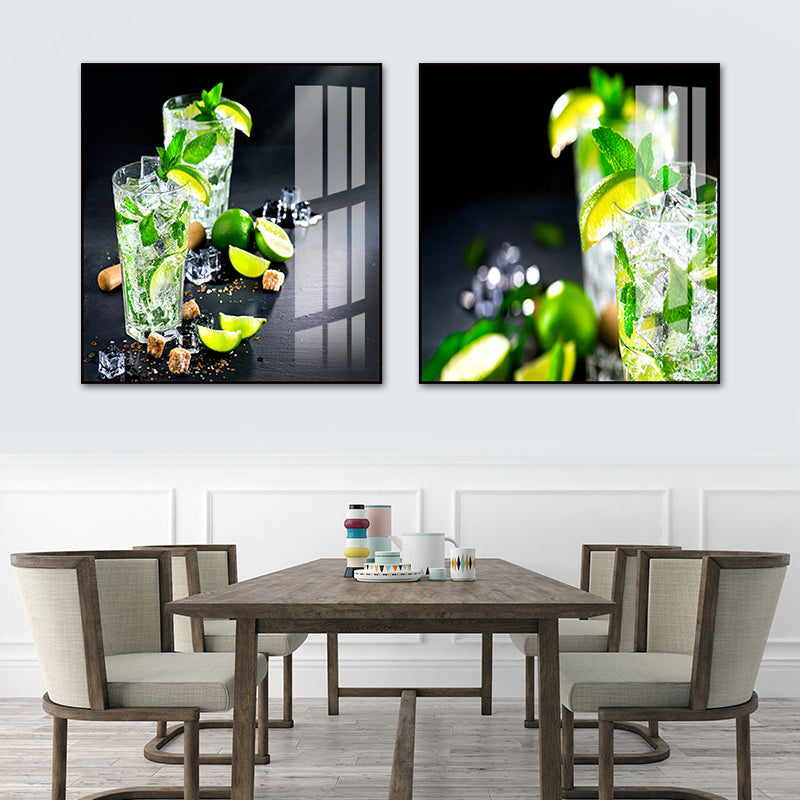 Brehn | Foto Getränke Wandkunst Set Helle Farbe Zeitgenössischer Leinwanddruck für das Esszimmer