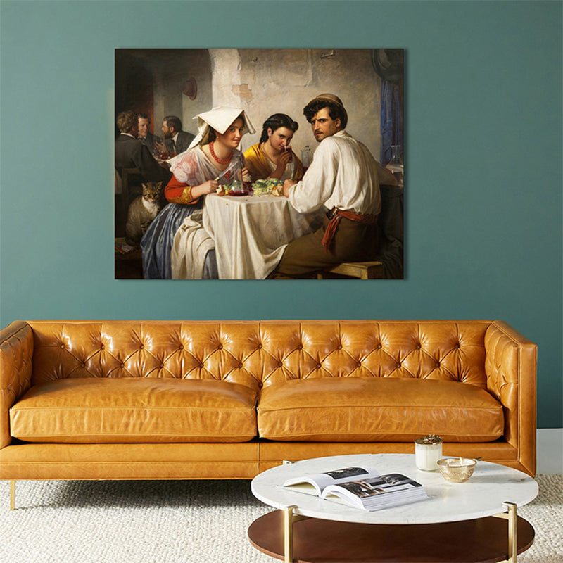 Brehn | Weiße Esszimmerfigur Wanddekoration Texturierter Renaissance-Stil Mädchen Schlafzimmer Leinwandkunst