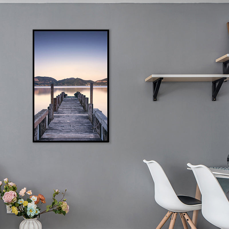 Brehn | Texturierte Riverside Holzbrücke Malerei Moderne Leinwand Wandkunst Dekor, Mehrere Größen