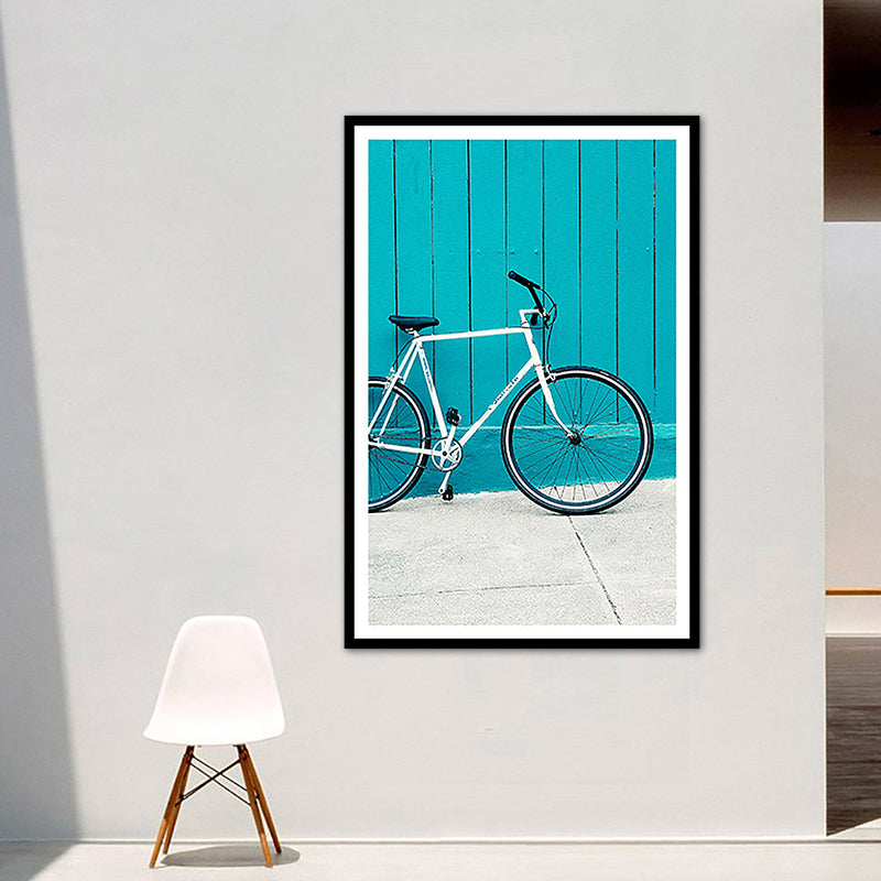 Brehn | Zeitgenössische Fahrrad Wandkunst Dekor Jungen Schlafzimmer Eingewickelte Leinwand in Blau, Mehrere Größen