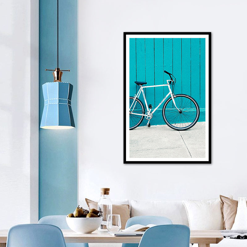 Brehn | Zeitgenössische Fahrrad Wandkunst Dekor Jungen Schlafzimmer Eingewickelte Leinwand in Blau, Mehrere Größen