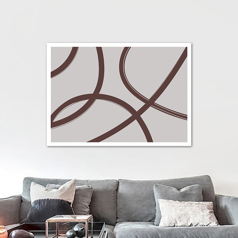 Brehn | Verdrehte Linien Leinwand Wandkunst Minimalismus Texturierte Wanddekoration in Braun auf Grau für Zuhause