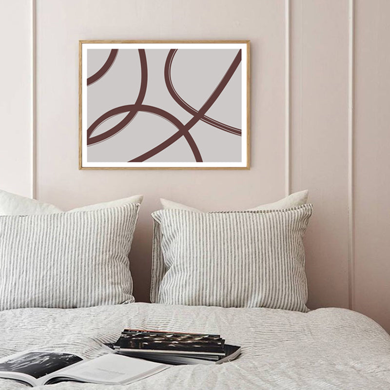 Brehn | Verdrehte Linien Leinwand Wandkunst Minimalismus Texturierte Wanddekoration in Braun auf Grau für Zuhause