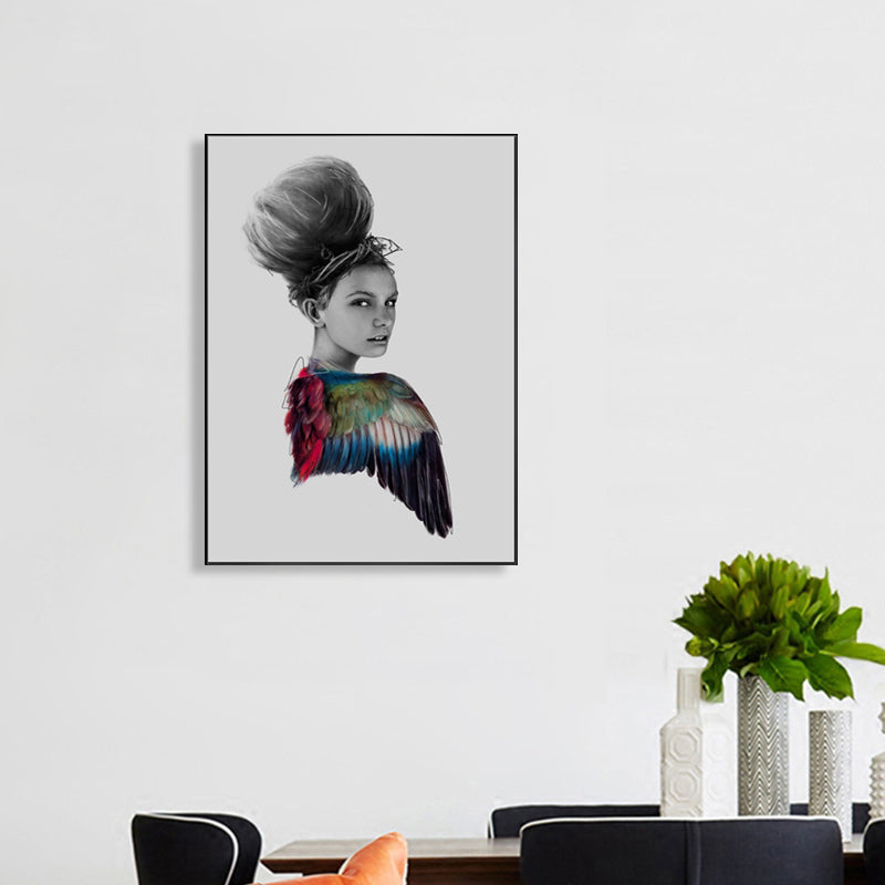 Brehn | Moderne Mädchen Wandkunst Dekor Stilvolle Leinwand Texturiertes Gemälde in Sanften Farben