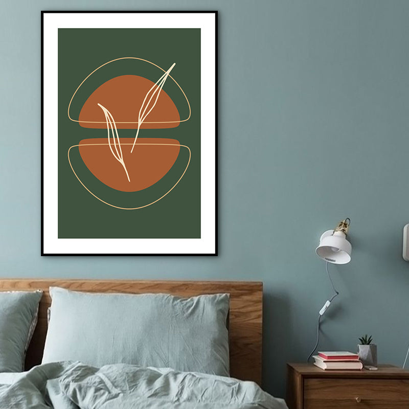 Brehn | Dunkle Farbe Nordisch Leinwanddruck Geometrisches Muster Wandkunst Dekor für das Wohnzimmer