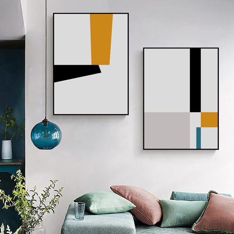 Brehn | Illustration Geometrische Kunstdruck Texturiert Minimalismus Wohnzimmer Leinwand in Helle Farbe