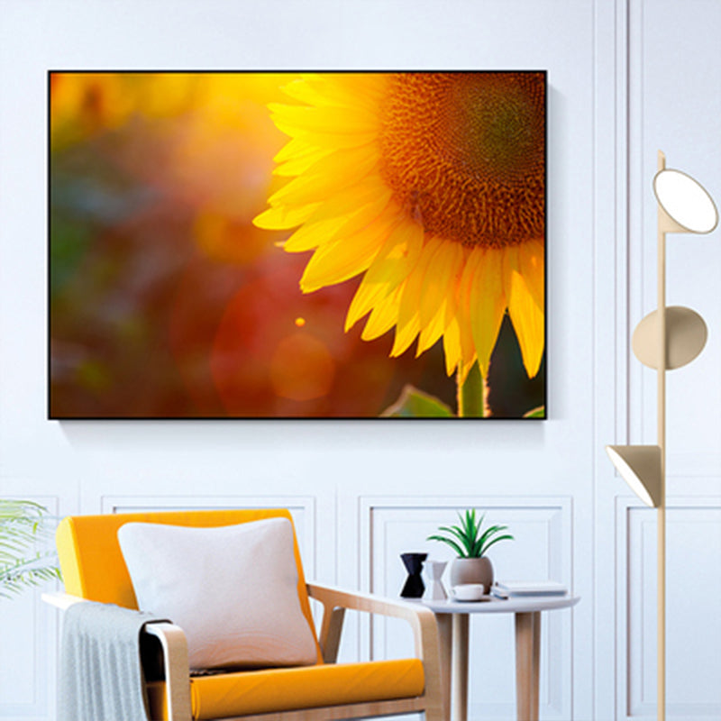 Brehn | Texturiertes Sonnenblumen-Leinwandbild Moderne Wanddekoration für das Mädchenzimmer, mehrere Größen