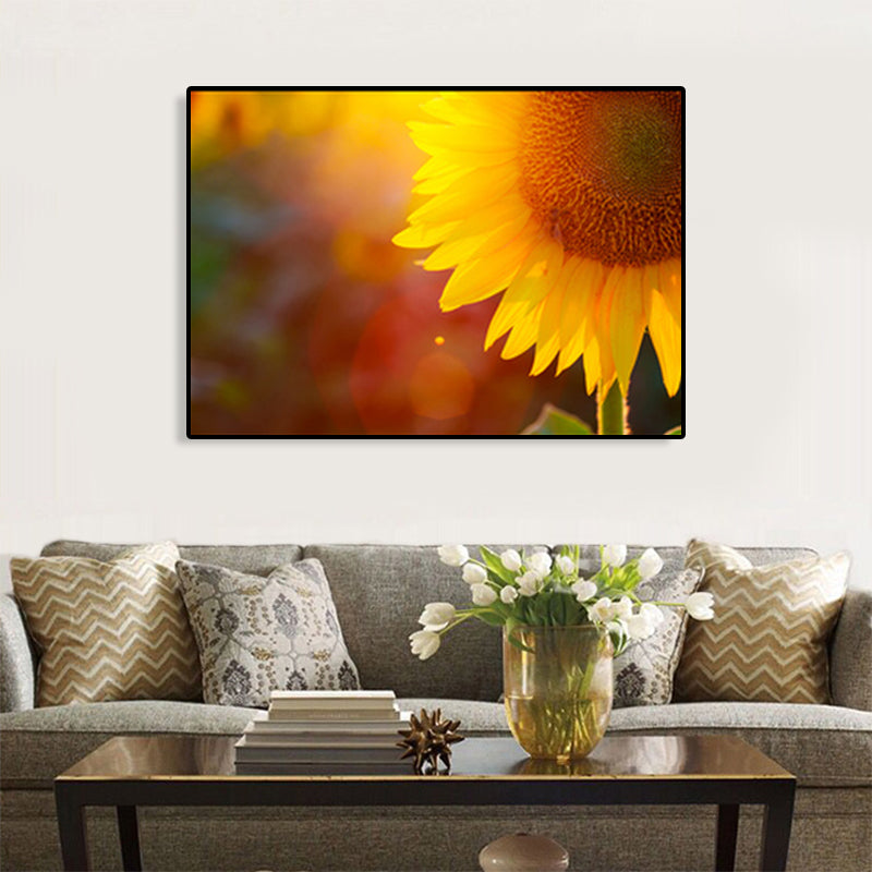 Brehn | Texturiertes Sonnenblumen-Leinwandbild Moderne Wanddekoration für das Mädchenzimmer, mehrere Größen
