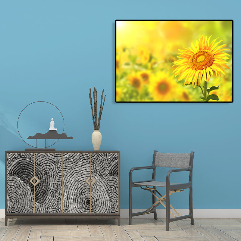 Brehn | Texturiertes Sonnenblumen-Leinwandbild Moderne Wanddekoration für das Mädchenzimmer, mehrere Größen