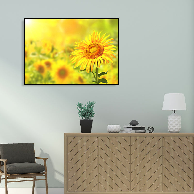 Brehn | Texturiertes Sonnenblumen-Leinwandbild Moderne Wanddekoration für das Mädchenzimmer, mehrere Größen