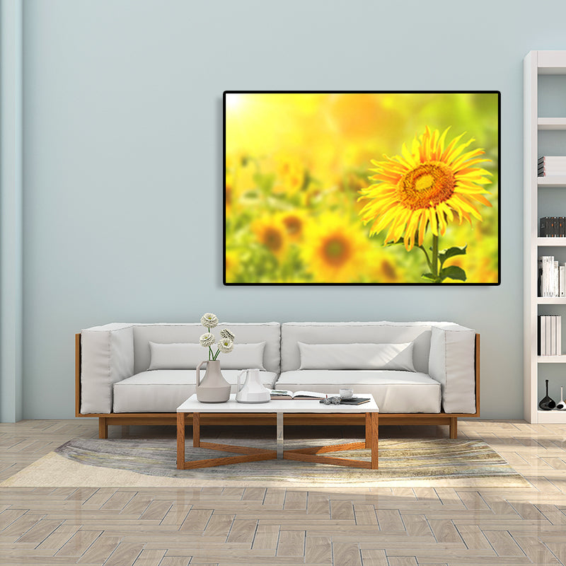 Brehn | Texturiertes Sonnenblumen-Leinwandbild Moderne Wanddekoration für das Mädchenzimmer, mehrere Größen