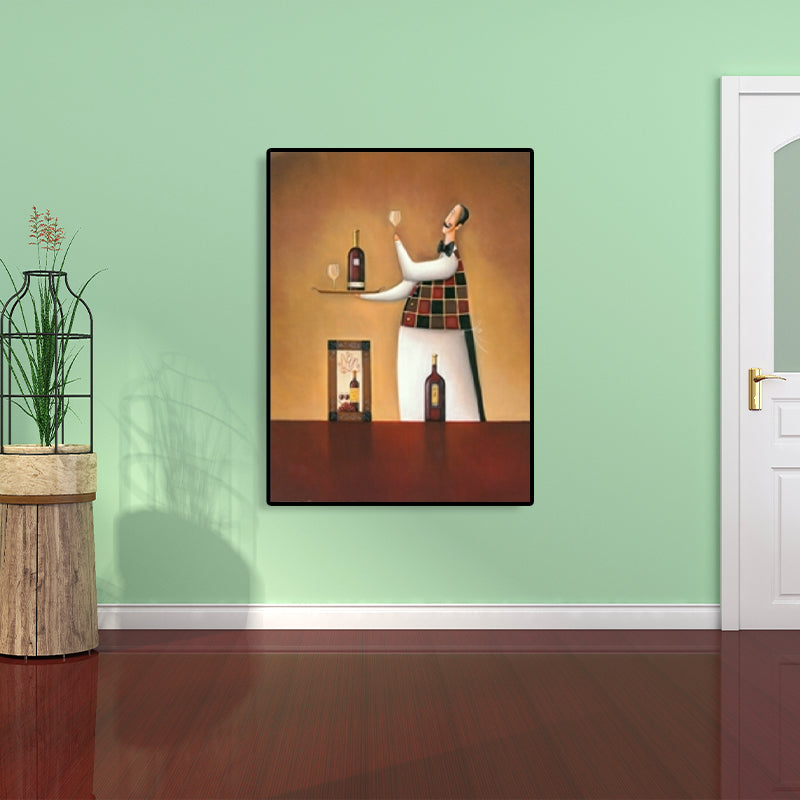 Brehn | Abstracte Expressionismus Männlicher Koch Leinwand Pastellfarbe Texturiertes Kunstwerk für das Esszimmer