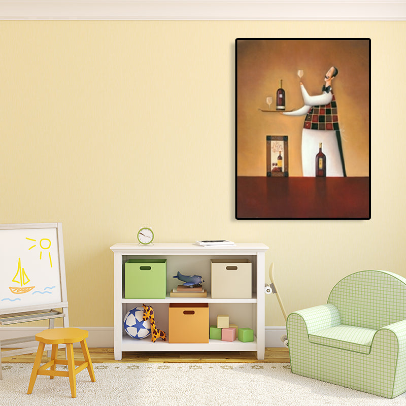 Brehn | Abstracte Expressionismus Männlicher Koch Leinwand Pastellfarbe Texturiertes Kunstwerk für das Esszimmer