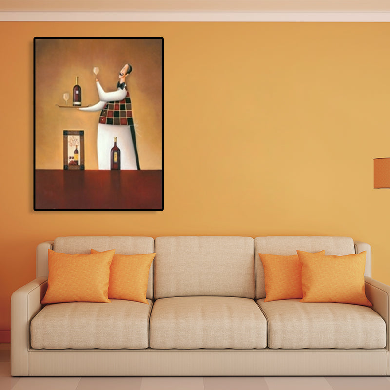 Brehn | Abstracte Expressionismus Männlicher Koch Leinwand Pastellfarbe Texturiertes Kunstwerk für das Esszimmer