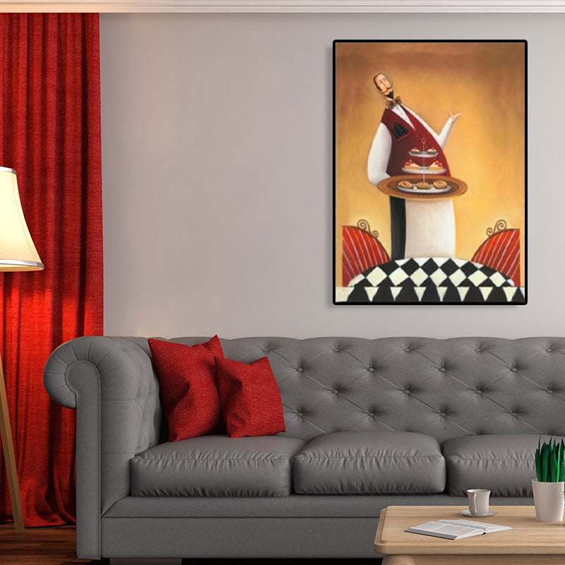 Brehn | Abstracte Expressionismus Männlicher Koch Leinwand Pastellfarbe Texturiertes Kunstwerk für das Esszimmer
