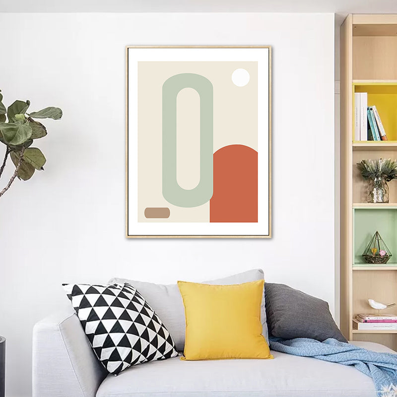 Brehn | Nordic Geometrische Wanddekoration Leinwand Texturiertes Pastellfarben Kunstdruck für das Familienzimmer