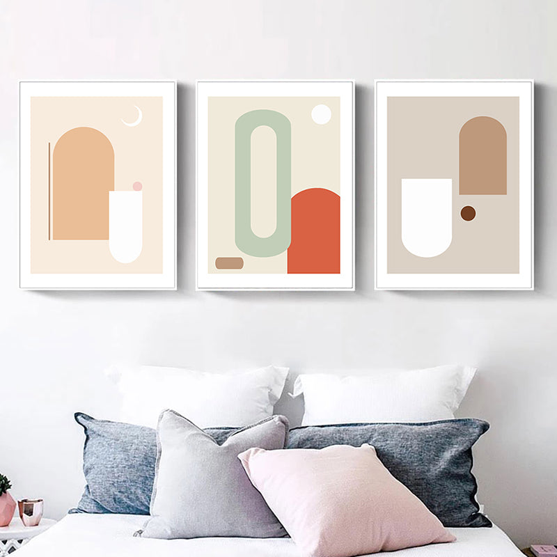 Brehn | Nordic Geometrische Wanddekoration Leinwand Texturiertes Pastellfarben Kunstdruck für das Familienzimmer