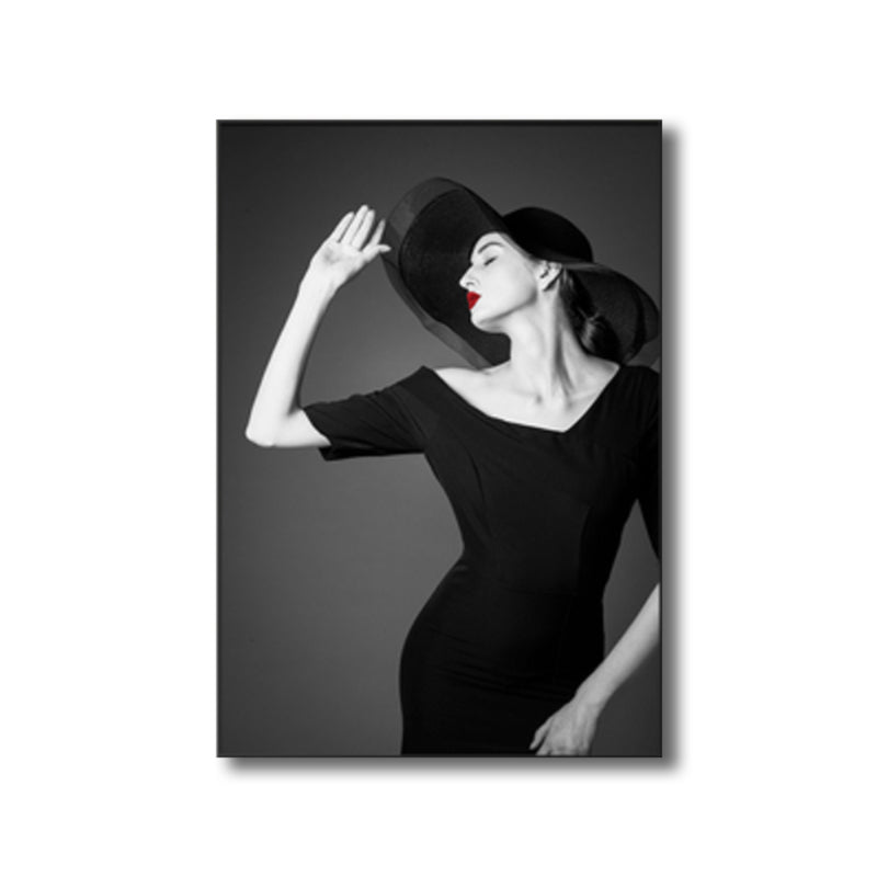 Brehn | Fotografische Mode Wandkunst Dekor Glam Elegante Dame Leinwanddruck in Schwarz und Weiß