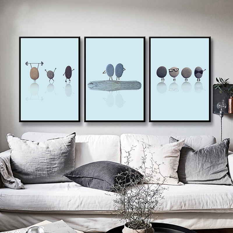 Brehn | Nordic Illustration Print Stein Leinwand Pastellfarbe Texturiert Wandkunst Dekor für Raum