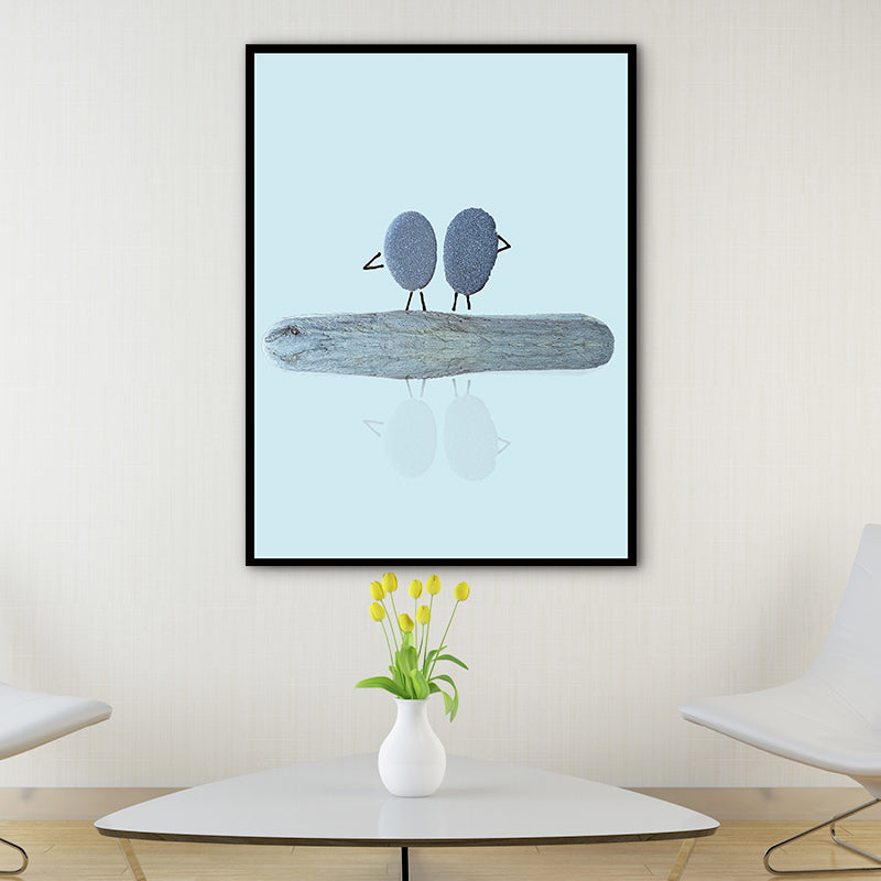 Brehn | Nordic Illustration Print Stein Leinwand Pastellfarbe Texturiert Wandkunst Dekor für Raum