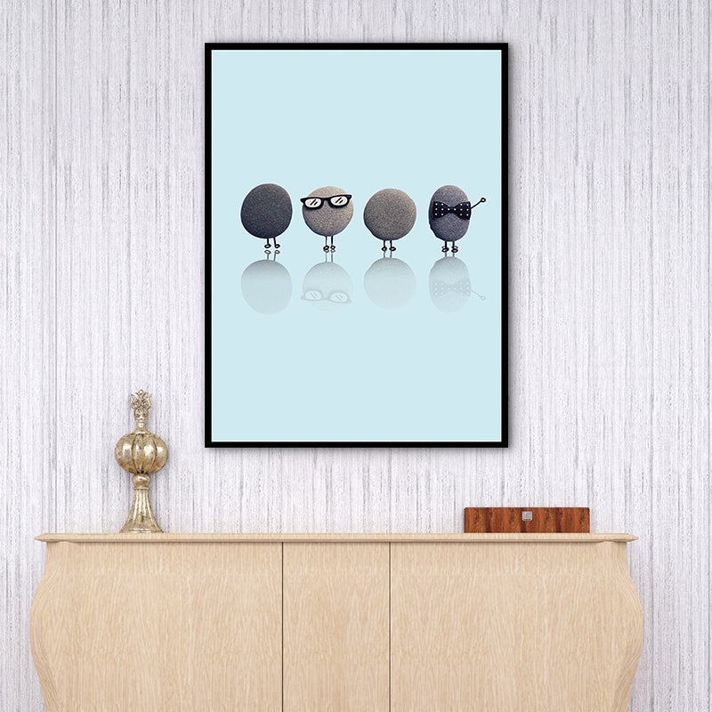 Brehn | Nordic Illustration Print Stein Leinwand Pastellfarbe Texturiert Wandkunst Dekor für Raum