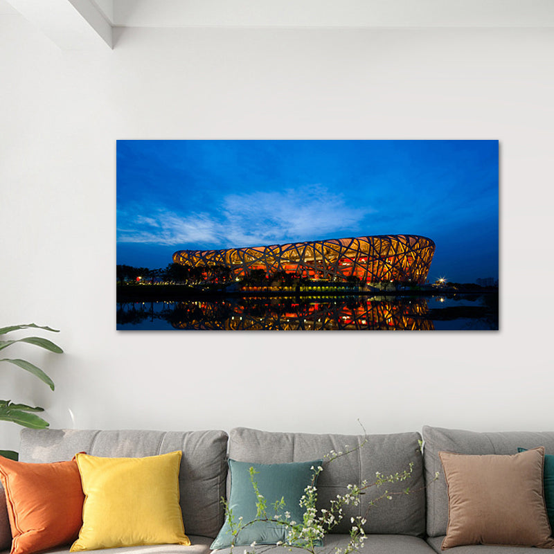 Brehn | Schneebedeckte Stadtlandschaft Wanddekoration Impressionismus Texturiertes Schlafzimmerleinwand, mehrere Größen