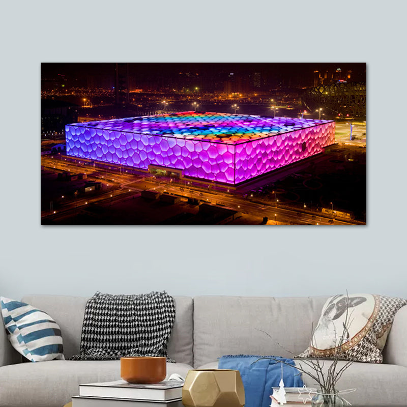 Brehn | Schneebedeckte Stadtlandschaft Wanddekoration Impressionismus Texturiertes Schlafzimmerleinwand, mehrere Größen