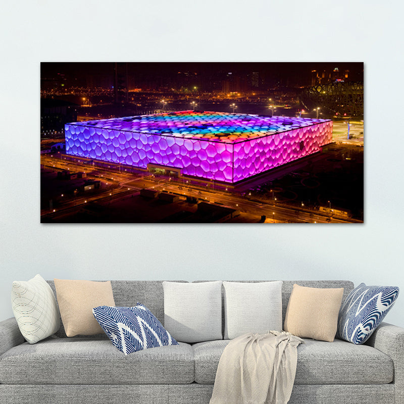 Brehn | Schneebedeckte Stadtlandschaft Wanddekoration Impressionismus Texturiertes Schlafzimmerleinwand, mehrere Größen