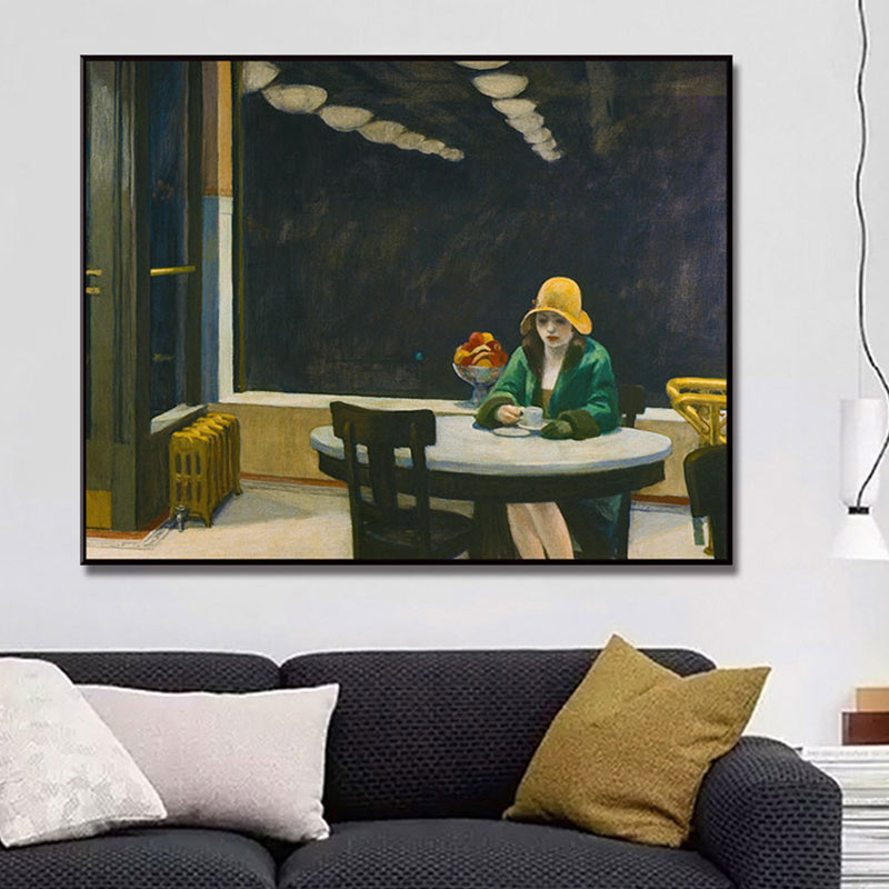 Brehn | Nordic Figure Canvas Wandkunst Schwarze Frau Warten im Café Malerei für Wohnzimmer
