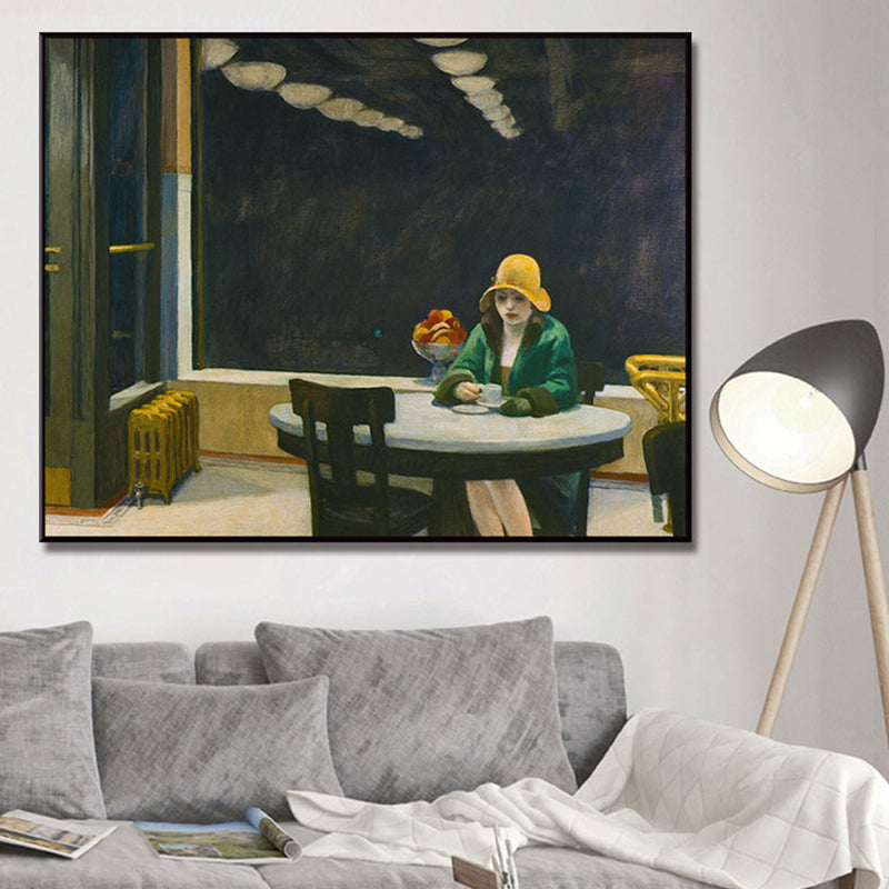 Brehn | Nordic Figure Canvas Wandkunst Schwarze Frau Warten im Café Malerei für Wohnzimmer