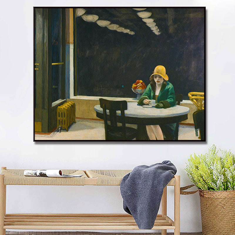 Brehn | Nordic Figure Canvas Wandkunst Schwarze Frau Warten im Café Malerei für Wohnzimmer
