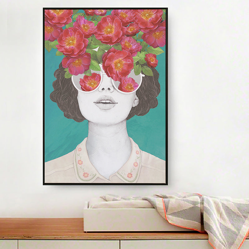 Brehn | Texturiertes Mixed Media Frau Leinwand Nordic Wandkunst Dekor für Mädchen Schlafzimmer, optionale Größen