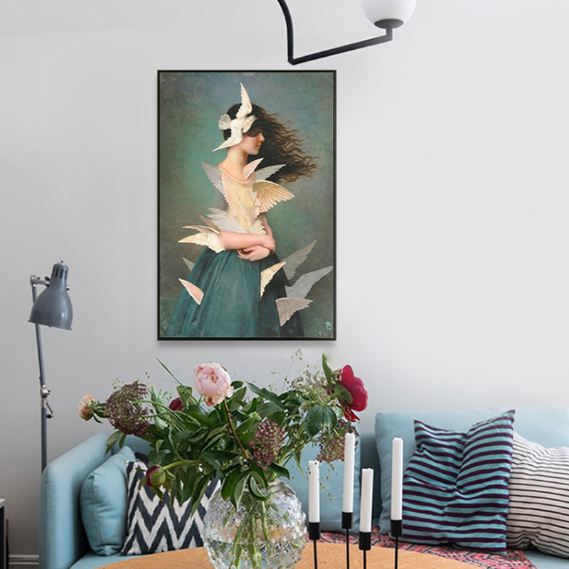 Brehn | Texturiertes Mixed Media Frau Leinwand Nordic Wandkunst Dekor für Mädchen Schlafzimmer, optionale Größen