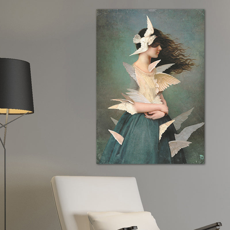 Brehn | Texturiertes Mixed Media Frau Leinwand Nordic Wandkunst Dekor für Mädchen Schlafzimmer, optionale Größen