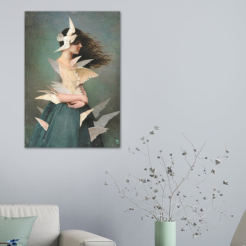 Brehn | Texturiertes Mixed Media Frau Leinwand Nordic Wandkunst Dekor für Mädchen Schlafzimmer, optionale Größen
