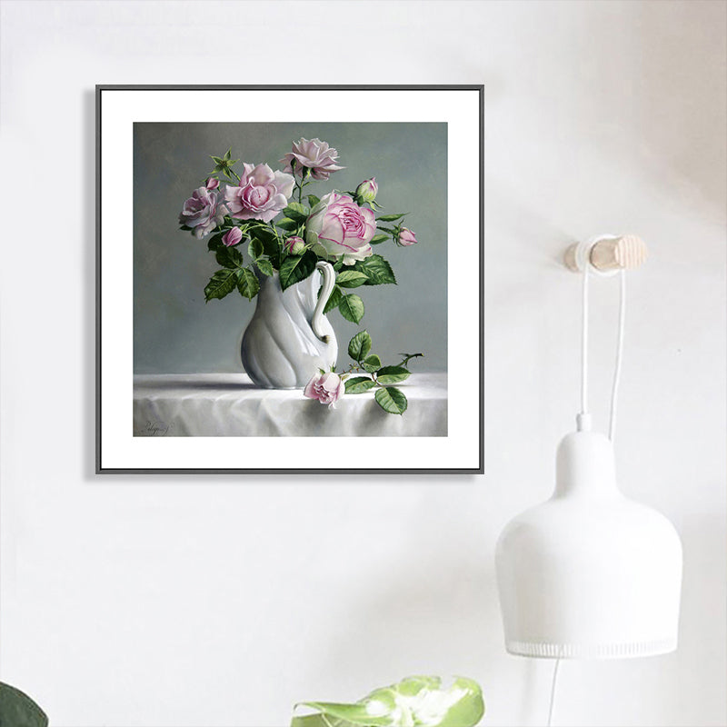 Brehn | Französischer Landhausstil Blumenleinwand Schlafzimmer Wandkunst Dekor in Pastellfarbe, mehrere Größen
