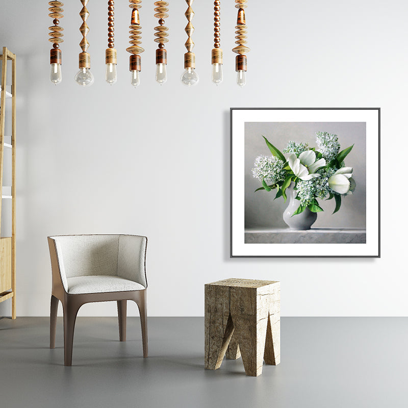 Brehn | Französischer Landhausstil Blumenleinwand Schlafzimmer Wandkunst Dekor in Pastellfarbe, mehrere Größen
