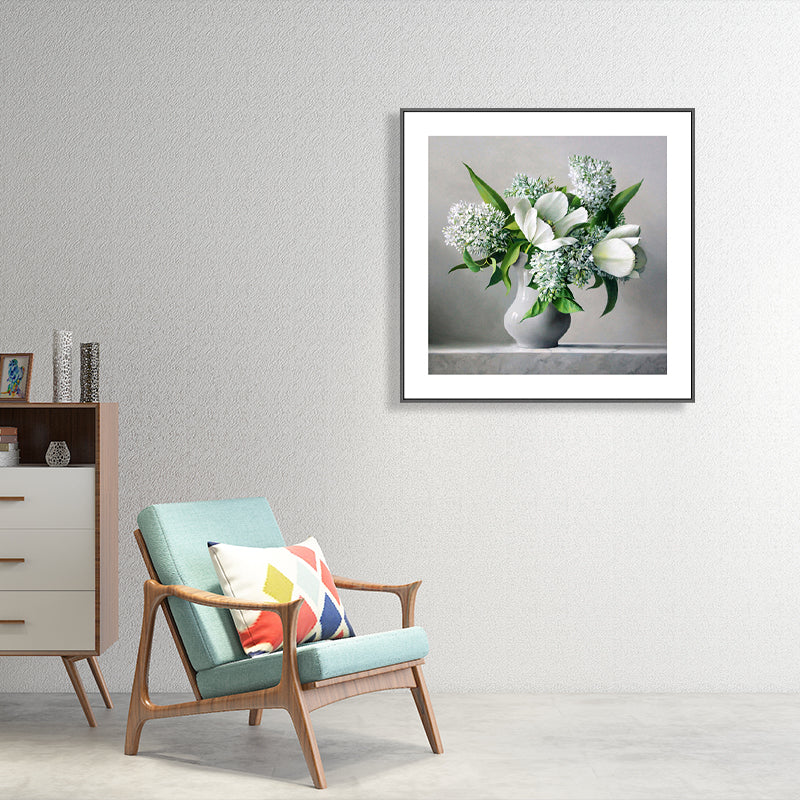 Brehn | Französischer Landhausstil Blumenleinwand Schlafzimmer Wandkunst Dekor in Pastellfarbe, mehrere Größen
