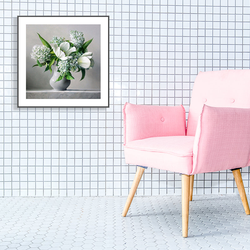 Brehn | Französischer Landhausstil Blumenleinwand Schlafzimmer Wandkunst Dekor in Pastellfarbe, mehrere Größen