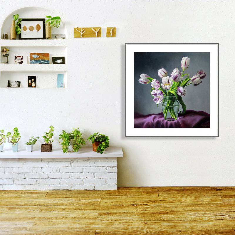Brehn | Französischer Landhausstil Blumenleinwand Schlafzimmer Wandkunst Dekor in Pastellfarbe, mehrere Größen