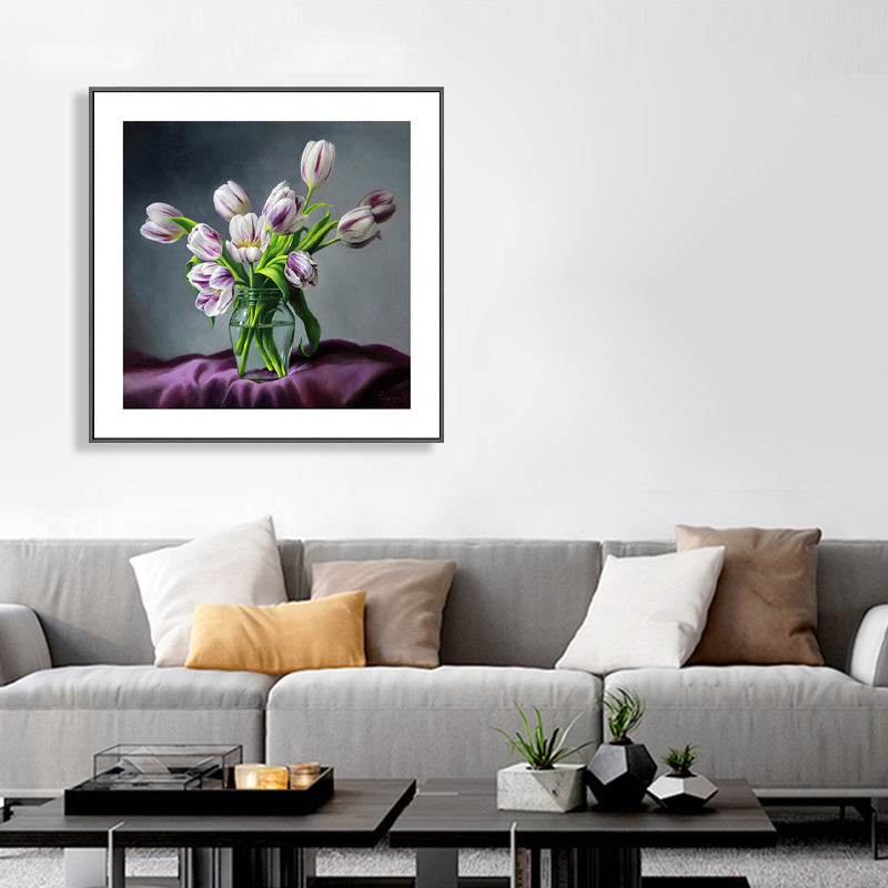 Brehn | Französischer Landhausstil Blumenleinwand Schlafzimmer Wandkunst Dekor in Pastellfarbe, mehrere Größen