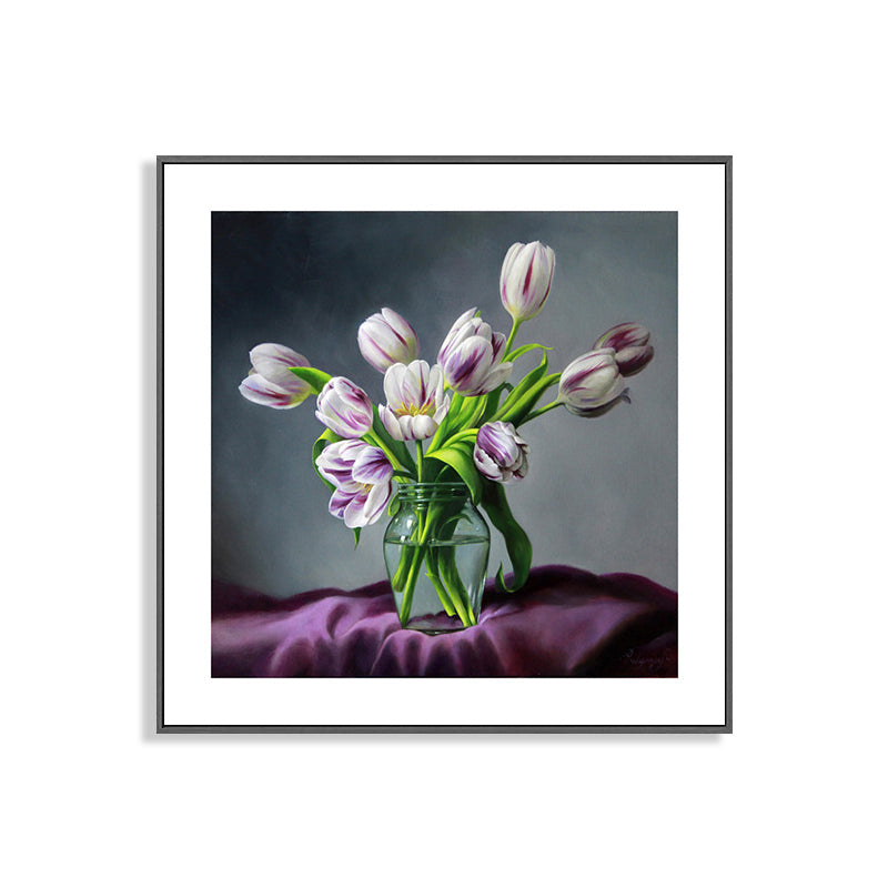 Brehn | Französischer Landhausstil Blumenleinwand Schlafzimmer Wandkunst Dekor in Pastellfarbe, mehrere Größen