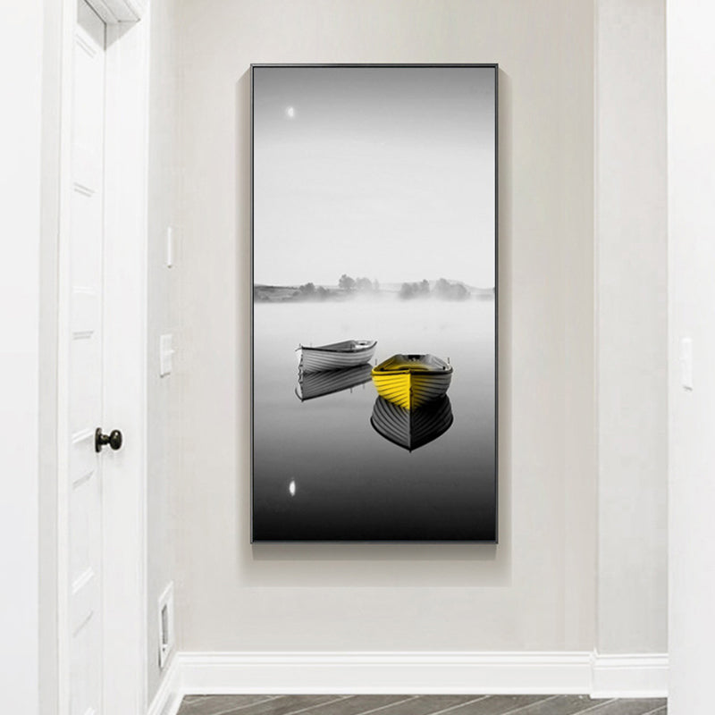 Brehn | Contemporary Boot Wanddecoratie Canvas Grijs Transport Kunstafdruk, Meerdere Maten