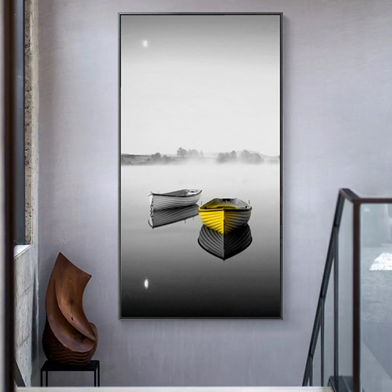 Brehn | Contemporary Boot Wanddecoratie Canvas Grijs Transport Kunstafdruk, Meerdere Maten