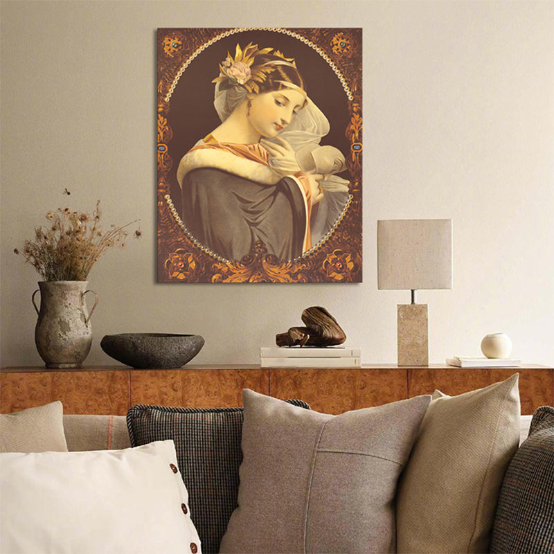 Brehn | Art Nouveau Stil Mädchen Leinwand Pastellfarbe Texturiert Wandkunst Dekor für Wohnzimmer