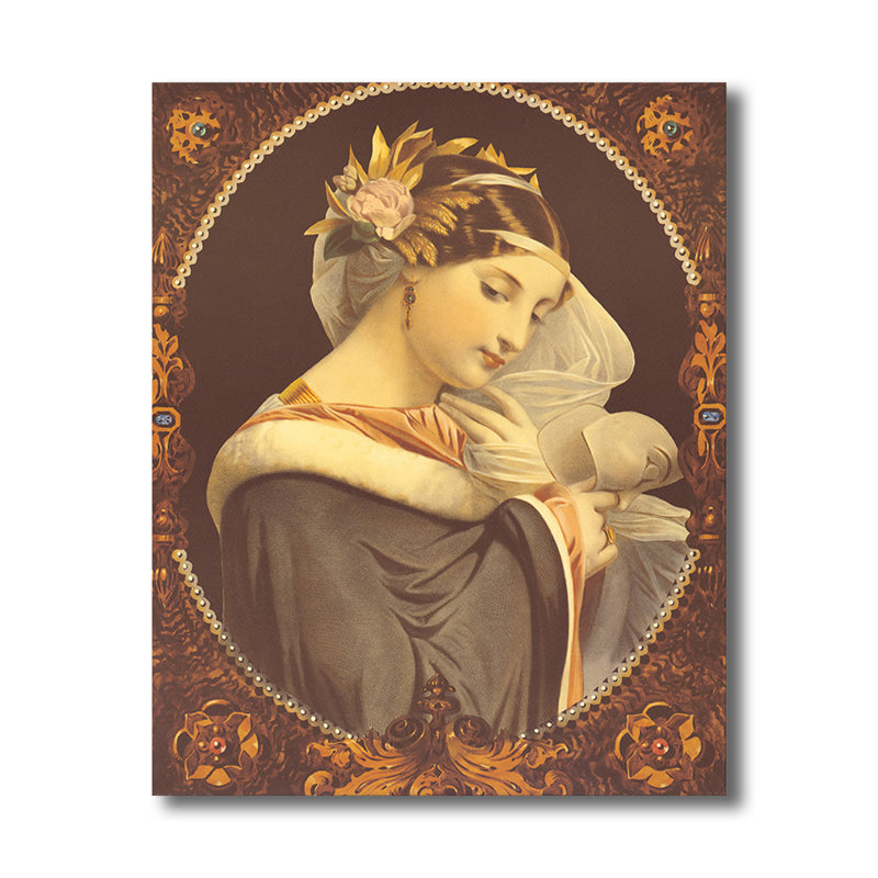 Brehn | Art Nouveau Stil Mädchen Leinwand Pastellfarbe Texturiert Wandkunst Dekor für Wohnzimmer