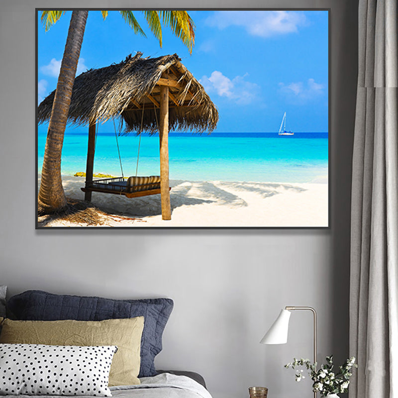 Brehn | St stunning tropisches Strand Leinwand Hotel Fotografie Druck Seascape Wandkunst Dekor in Blau
