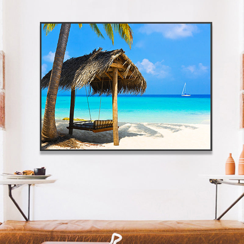 Brehn | St stunning tropisches Strand Leinwand Hotel Fotografie Druck Seascape Wandkunst Dekor in Blau